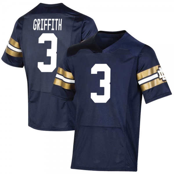 Houston Griffith Notre Dame Fighting Irish NCAA Youth #3 Navy Premier 2021 Shamrock Series Replica College Stitched Football Jersey UIM8155OR